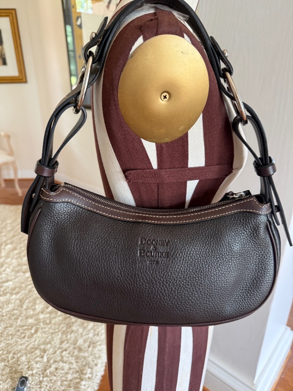 Vintage Dooney & Bourke Pebble Grain Leather East-West Shoulder Bag Black/Brown